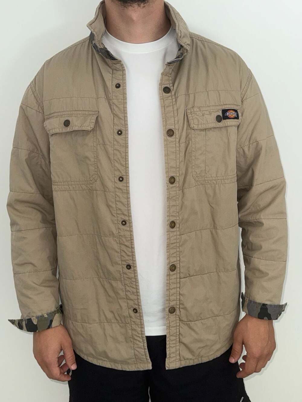 Dickies Quilted Canvas Shirt Jacket with Camo Trim Accents